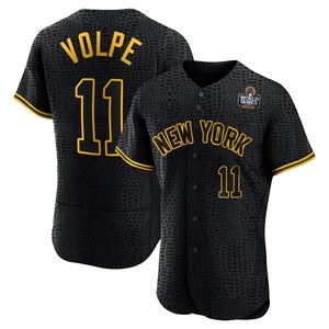 Men's Anthony Volpe New York Yankees Authentic Black Snake Skin City 2024 World Series Jersey