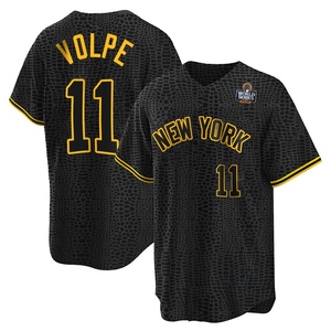 Men's Anthony Volpe New York Yankees Replica Black Snake Skin City 2024 World Series Jersey