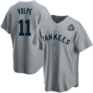 Men's Anthony Volpe New York Yankees Replica Gray Road Cooperstown Collection 2024 World Series Jersey