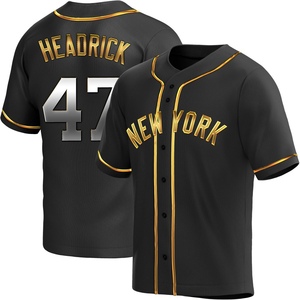 Men's Brent Headrick New York Yankees Replica Black Golden Alternate Jersey