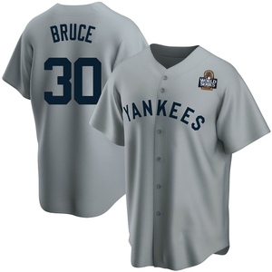 Men's Jay Bruce New York Yankees Replica Gray Road Cooperstown Collection 2024 World Series Jersey