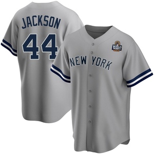 Men's Reggie Jackson New York Yankees Replica Gray Road Name 2024 World Series Jersey