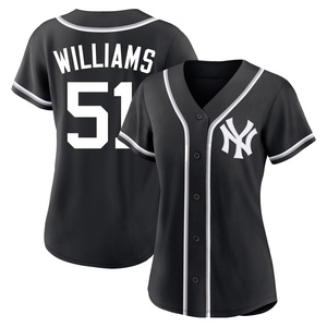 Women's Bernie Williams New York Yankees Replica Black Fashion Out Jersey