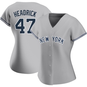 Women's Brent Headrick New York Yankees Replica Gray Road Name Jersey
