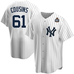Youth Jake Cousins New York Yankees Replica White Home 2024 World Series Jersey