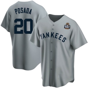 Youth Jorge Posada New York Yankees Replica Gray Road Cooperstown Collection 2024 World Series Jersey